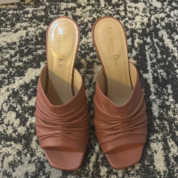 Christian Dior D-Fame Heeled Sandal Rust Colored Pleated Lambskin size 39.5 - Picture 2 of 12